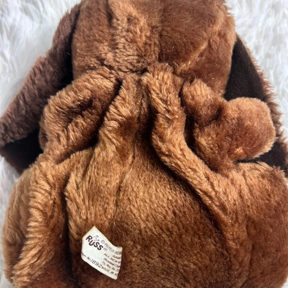Russ Brown and Cream Plush Baxter Puppy Dog Stuffed Animal Puppet Vintage